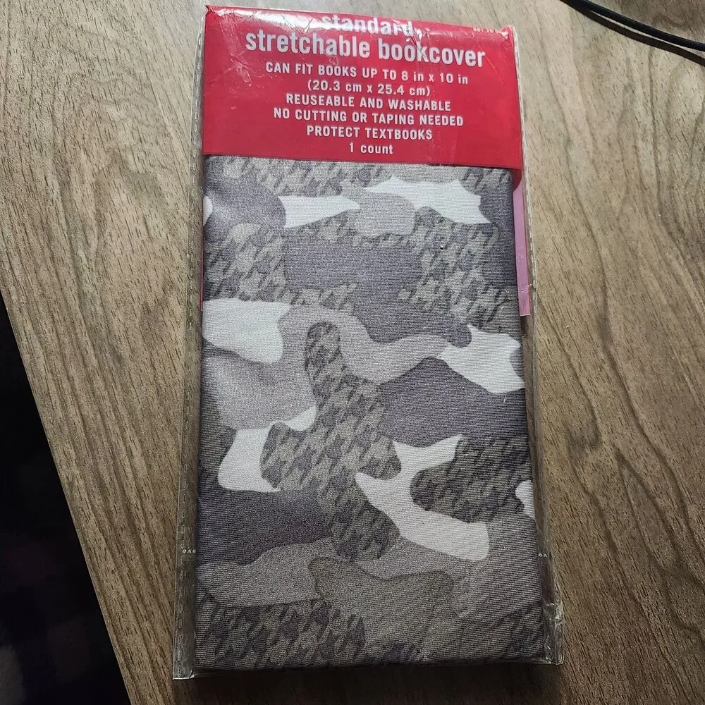 Standard Stretchable Book Cover Camouflage Pattern Fits 8x10 Inch Textbooks NEW